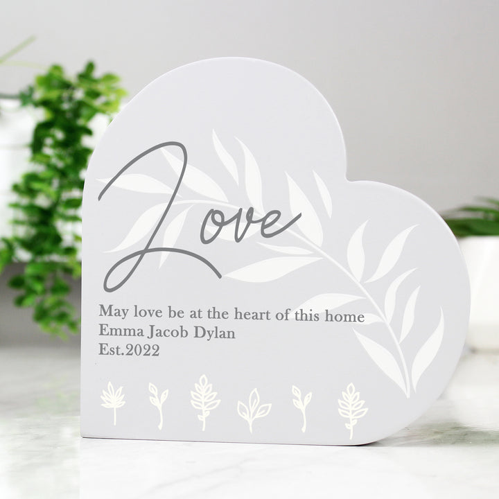 Personalised Leaf Decor Free Standing Heart Ornament - part of the Gifts Finder Personalised Ornaments & Keepsakes collection