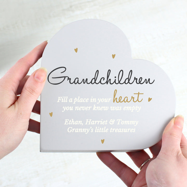 Buy Personalised Grandchildren Free Standing Heart Ornament available now at www.giftsfinder.co.uk