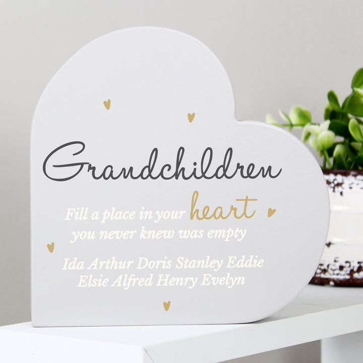 Buy Personalised Grandchildren Free Standing Heart Ornament available now at www.giftsfinder.co.uk