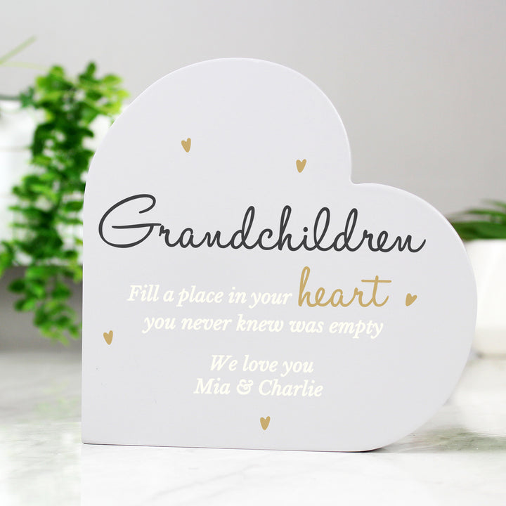 Buy Personalised Grandchildren Free Standing Heart Ornament available now at www.giftsfinder.co.uk