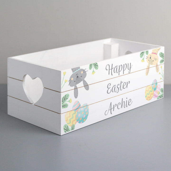 Personalised Easter White Wooden Crate - part of the Gifts Finder Personalised Easter Gifts collection