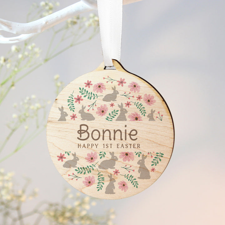 Personalised Easter Round Wooden Decoration - part of the Gifts Finder Personalised Ornaments & Keepsakes collection