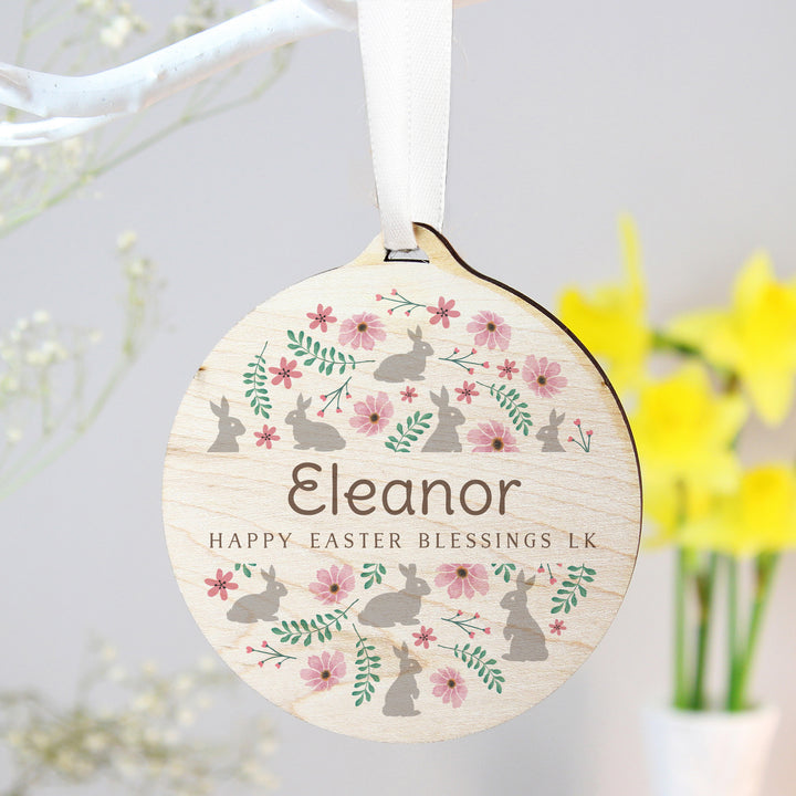 Personalised Easter Round Wooden Decoration - part of the Gifts Finder Personalised Ornaments & Keepsakes collection