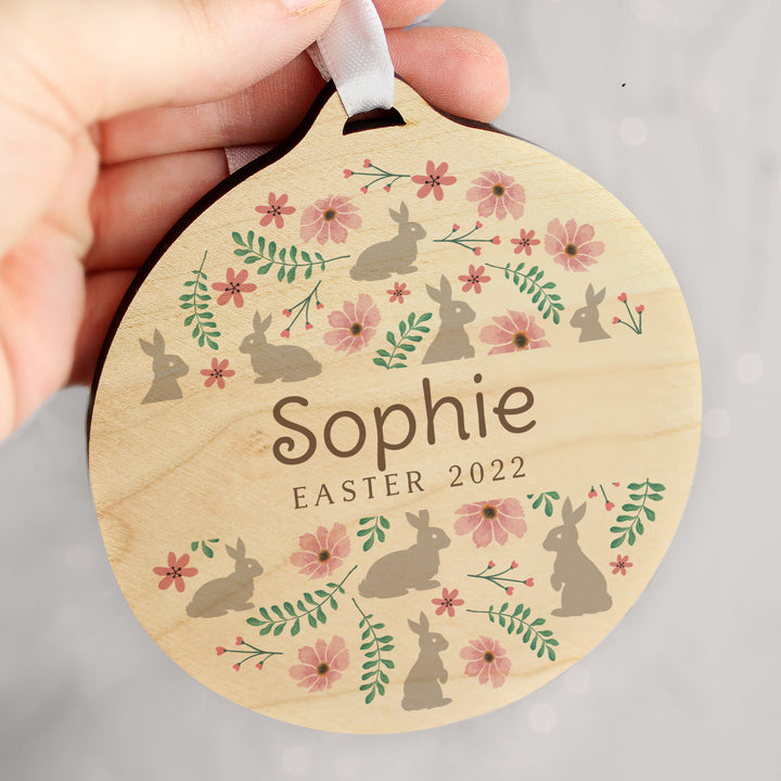 Personalised Easter Round Wooden Decoration - part of the Gifts Finder Personalised Ornaments & Keepsakes collection