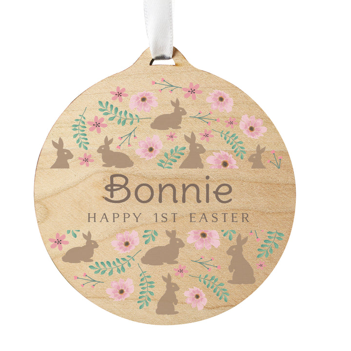 Personalised Easter Round Wooden Decoration - part of the Gifts Finder Personalised Ornaments & Keepsakes collection