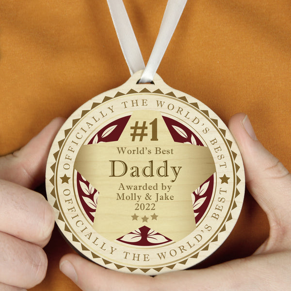 Buy Personalised Number 1 Round Wooden Medal at www.giftsfinder.co.uk