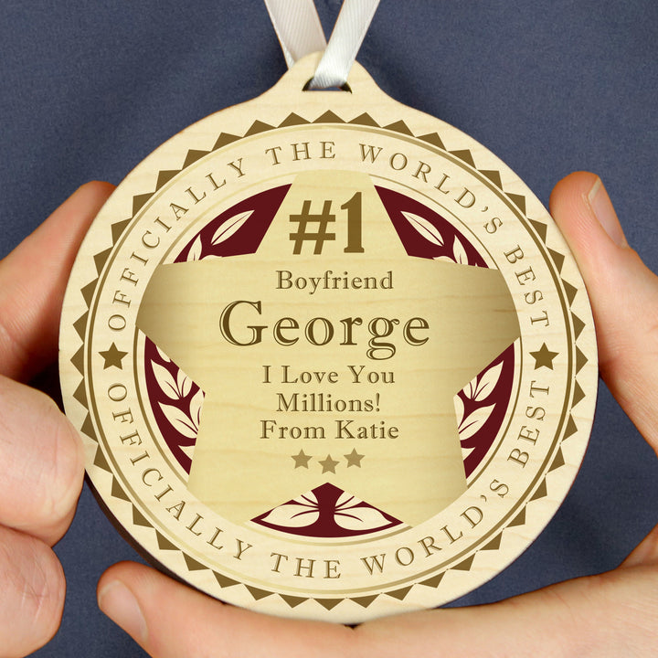 Buy Personalised Number 1 Round Wooden Medal at www.giftsfinder.co.uk