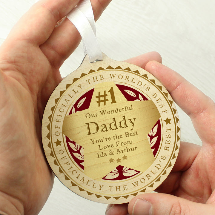 Buy Personalised Number 1 Round Wooden Medal at www.giftsfinder.co.uk