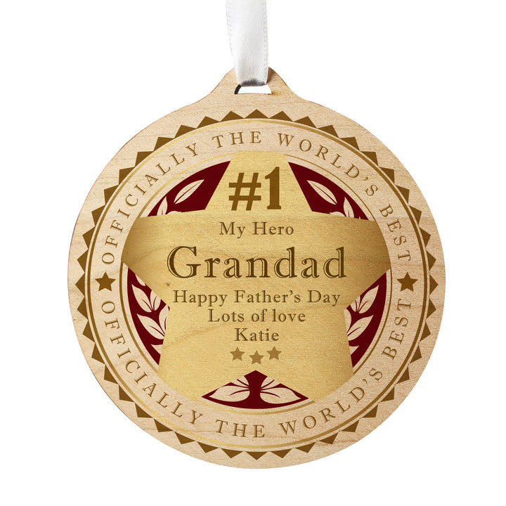 Buy Personalised Number 1 Round Wooden Medal at www.giftsfinder.co.uk