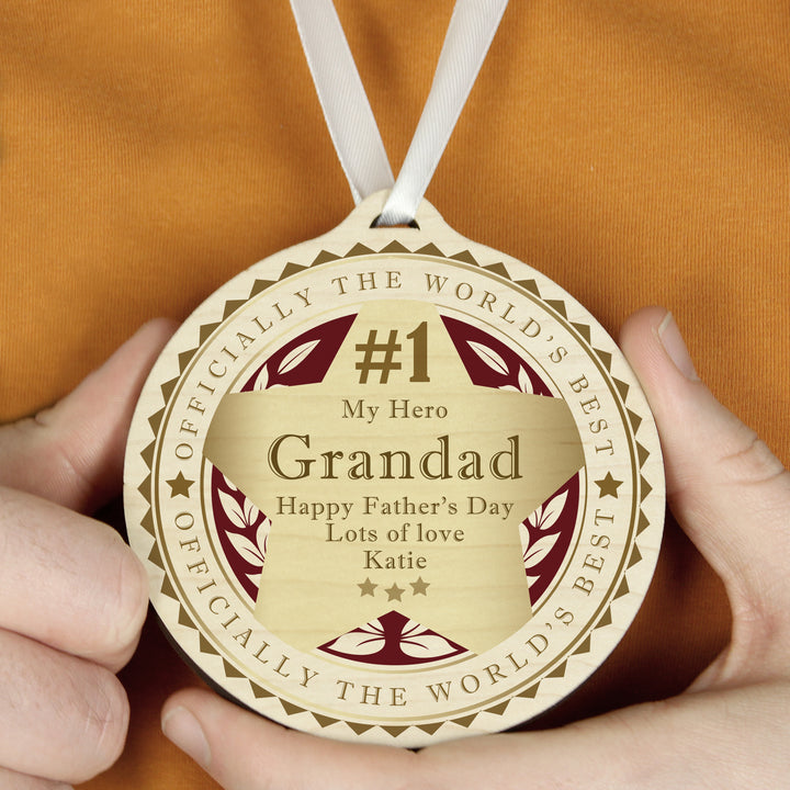 Buy Personalised Number 1 Round Wooden Medal at www.giftsfinder.co.uk