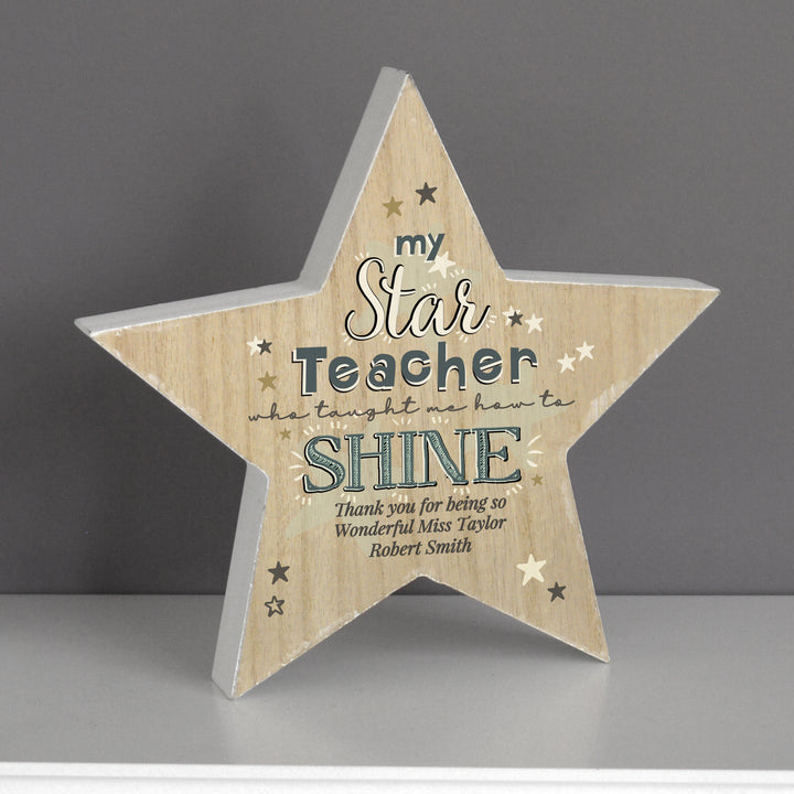 Personalised My Star Teacher Rustic Wooden Star Decoration - part of the Gifts Finder Personalised Teacher Gifts collection