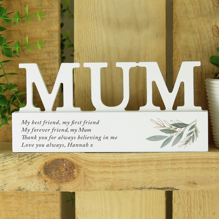 Buy Personalised Botanical Wooden Mum Ornament available now at www.giftsfinder.co.uk