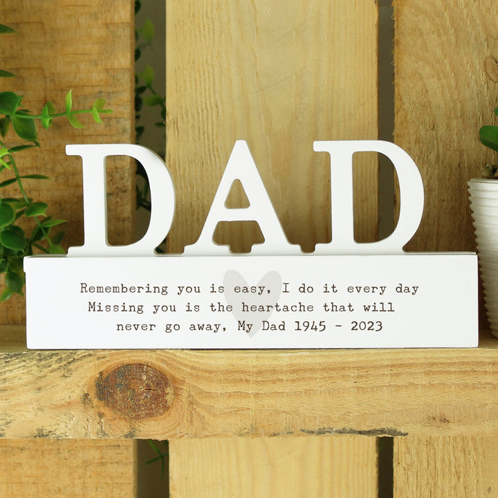 Buy Personalised Free Text Heart Wooden Dad Ornament available now at www.giftsfinder.co.uk