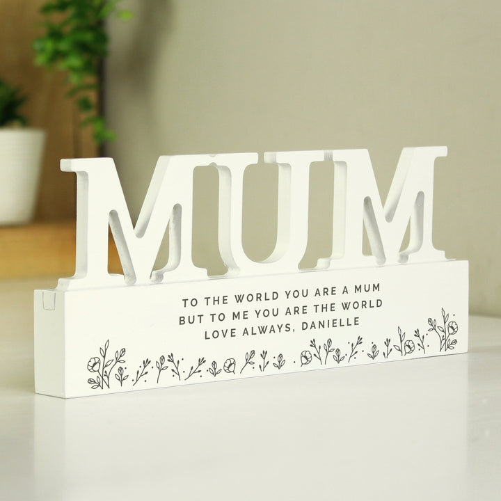 Buy Personalised Floral Wooden Mum Ornament available now at www.giftsfinder.co.uk