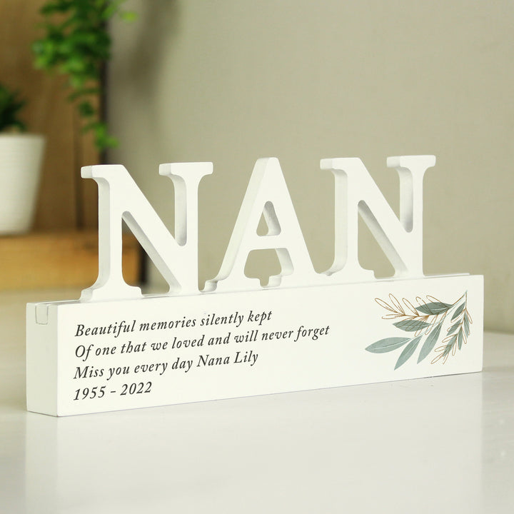 Buy Personalised Botanical Wooden Nan Ornament available now at www.giftsfinder.co.uk