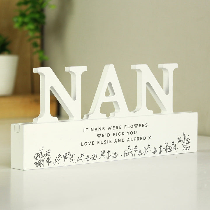 Buy Personalised Floral Wooden Nan Ornament available now at www.giftsfinder.co.uk