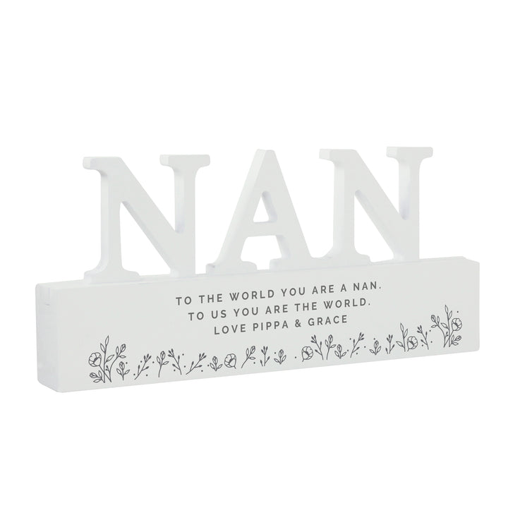 Buy Personalised Floral Wooden Nan Ornament available now at www.giftsfinder.co.uk