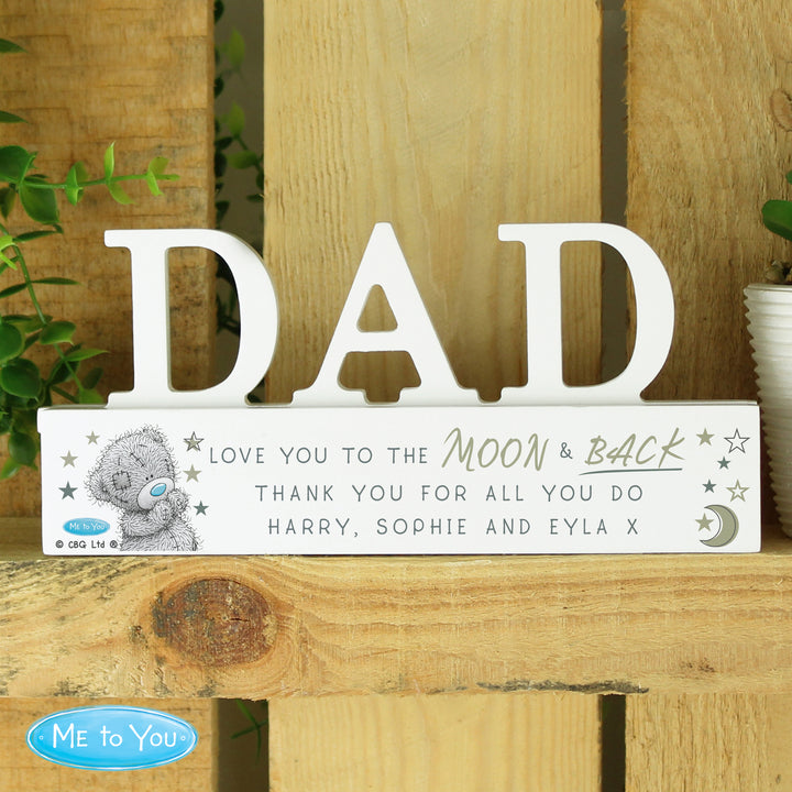 Buy Personalised Me To You Moon and Back Wooden Dad Ornament available now at www.giftsfinder.co.uk