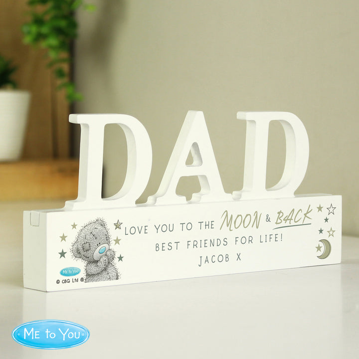 Buy Personalised Me To You Moon and Back Wooden Dad Ornament available now at www.giftsfinder.co.uk