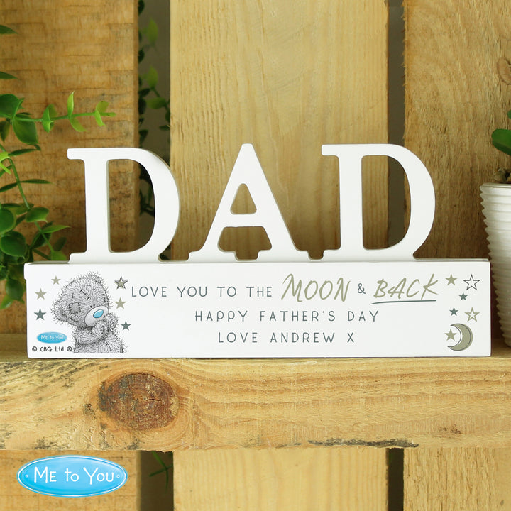 Buy Personalised Me To You Moon and Back Wooden Dad Ornament available now at www.giftsfinder.co.uk