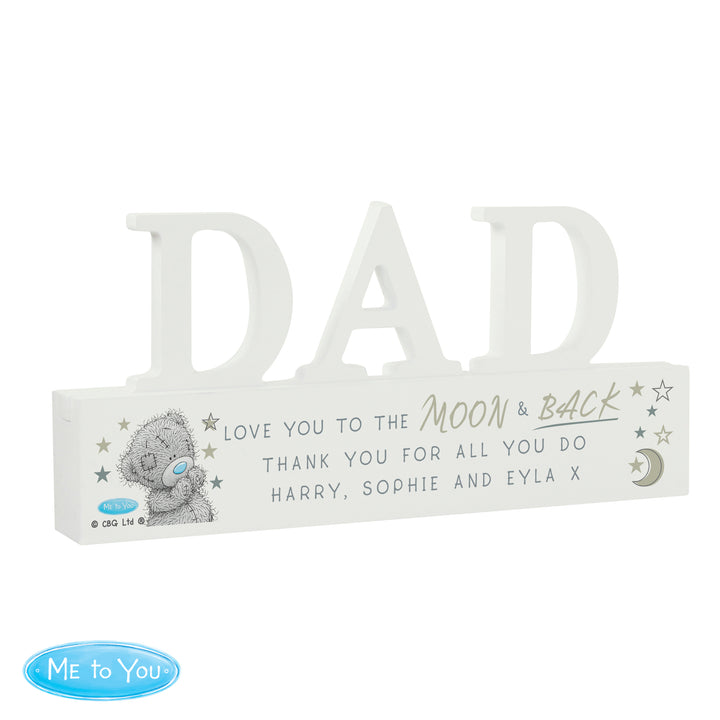 Buy Personalised Me To You Moon and Back Wooden Dad Ornament available now at www.giftsfinder.co.uk