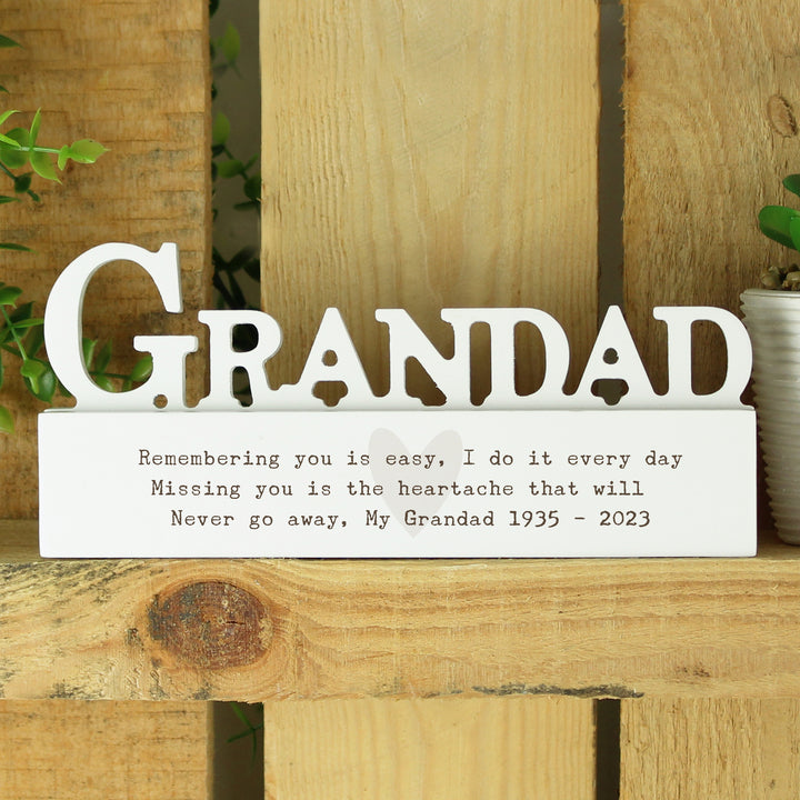 Buy Personalised Free Text Heart Wooden Grandad Ornament available now at www.giftsfinder.co.uk