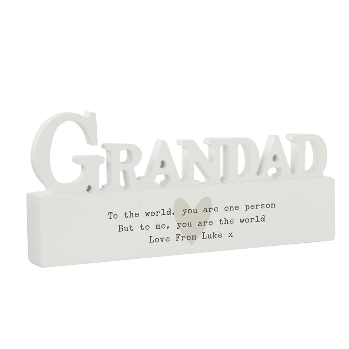 Buy Personalised Free Text Heart Wooden Grandad Ornament available now at www.giftsfinder.co.uk