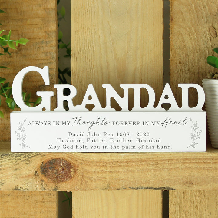 Buy Personalised In Loving Memory Wooden Grandad Ornament available now at www.giftsfinder.co.uk