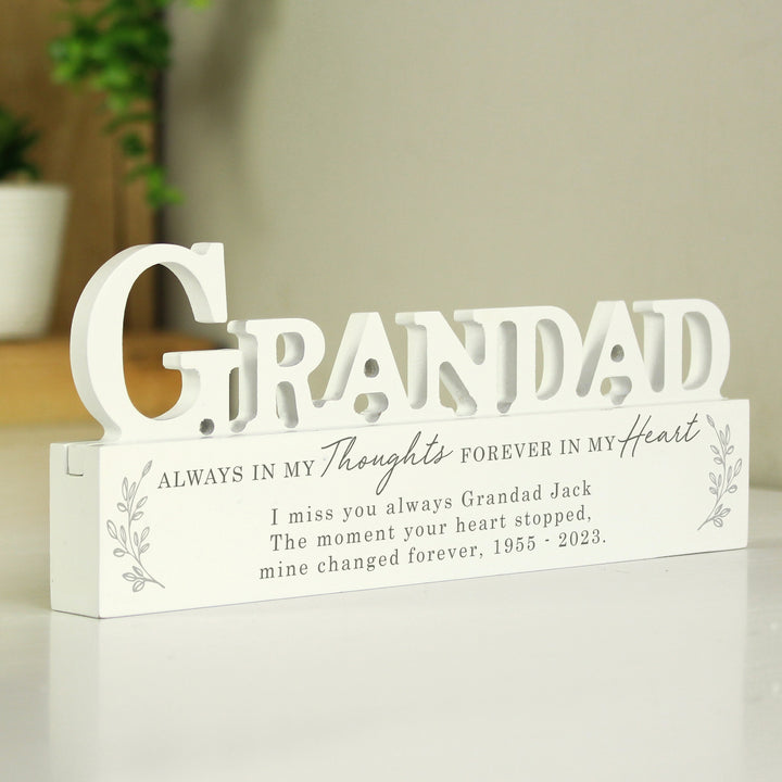 Buy Personalised In Loving Memory Wooden Grandad Ornament available now at www.giftsfinder.co.uk