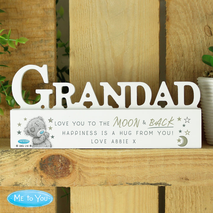 Buy Personalised Me To You Moon and Back Wooden Grandad Ornament available now at www.giftsfinder.co.uk