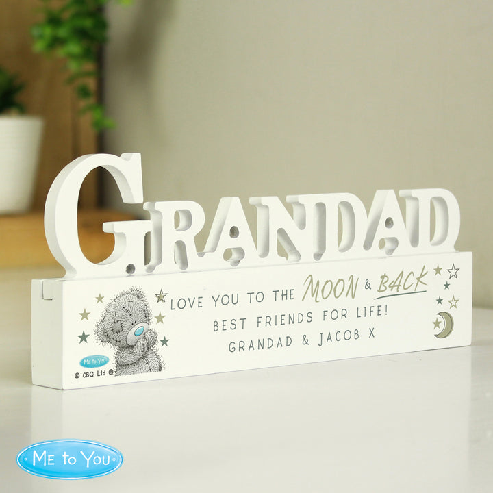 Buy Personalised Me To You Moon and Back Wooden Grandad Ornament available now at www.giftsfinder.co.uk