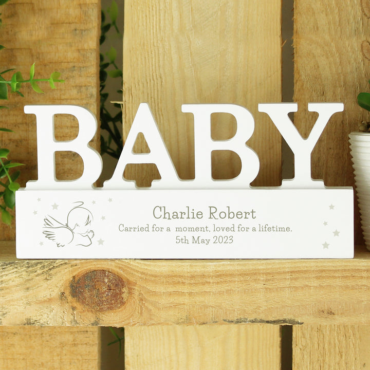 Buy Personalised Memorial Wooden Baby Ornament available now at www.giftsfinder.co.uk