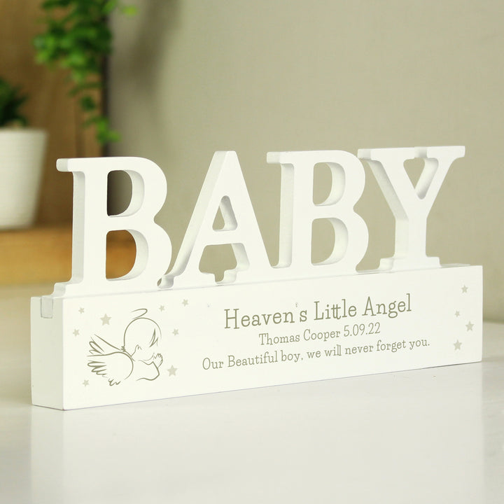 Buy Personalised Memorial Wooden Baby Ornament available now at www.giftsfinder.co.uk