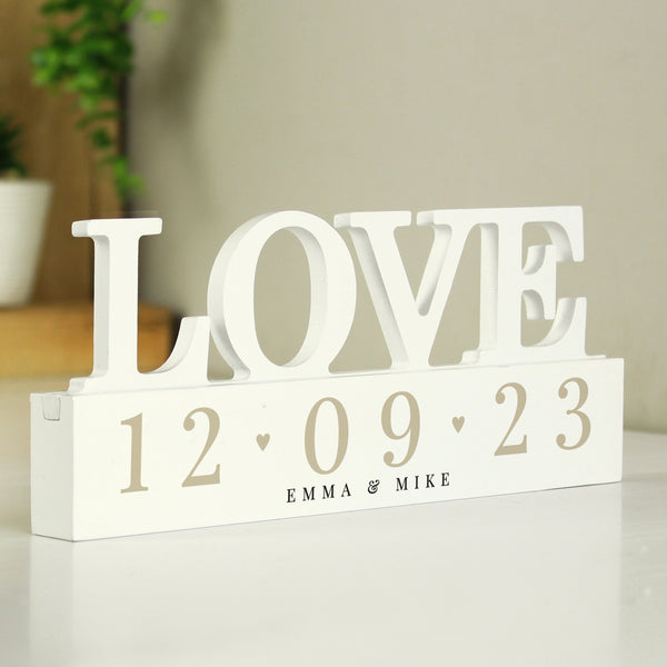 Buy Personalised Big Date Wooden Love Ornament available now at www.giftsfinder.co.uk