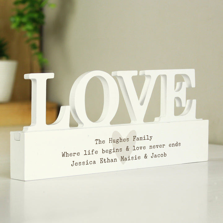 Buy Personalised Free Text Heart Wooden Love Ornament available now at www.giftsfinder.co.uk