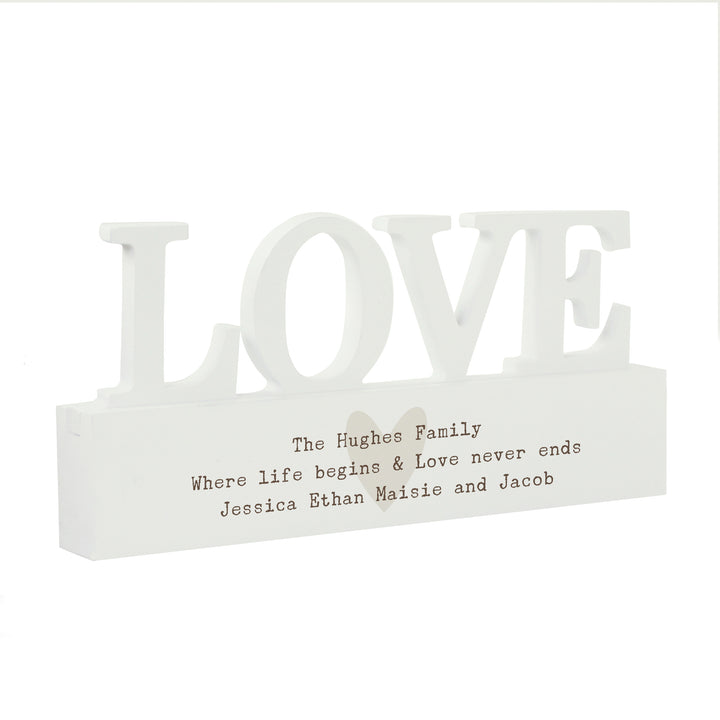 Buy Personalised Free Text Heart Wooden Love Ornament available now at www.giftsfinder.co.uk