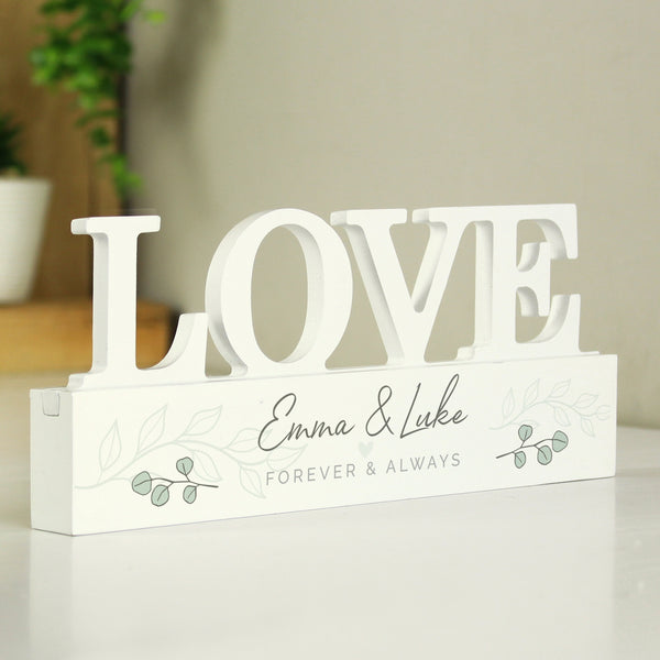 Buy Personalised Botanical Wooden Love Ornament available now at www.giftsfinder.co.uk