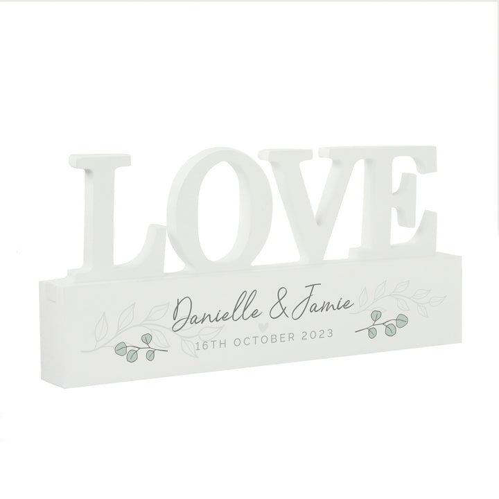 Buy Personalised Botanical Wooden Love Ornament available now at www.giftsfinder.co.uk