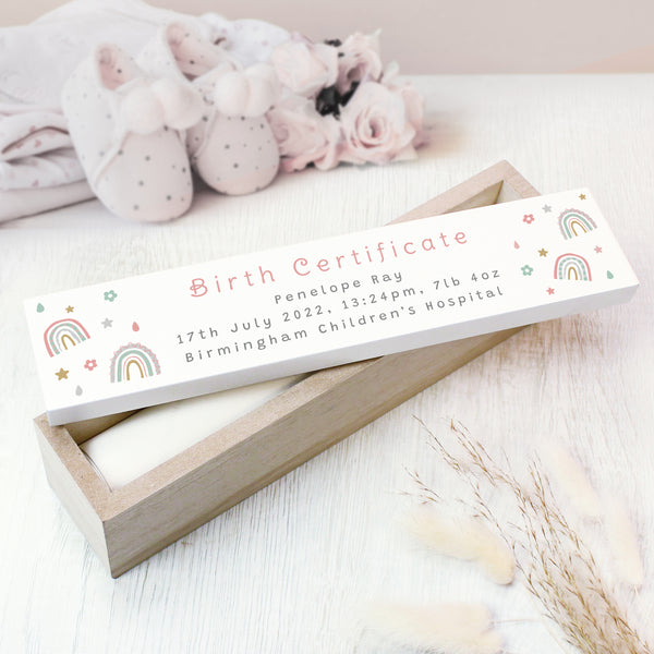 Personalised Rainbow Wooden Certificate Holder in gift category Personalised Certificate Holders