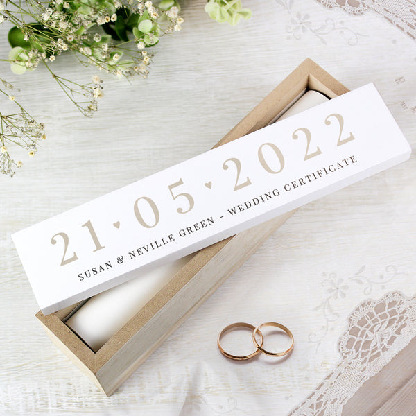 Buy Personalised Big Date Wooden Certificate Holder available now at www.giftsfinder.co.uk