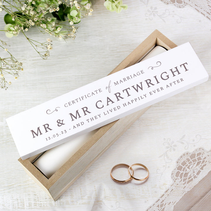 Personalised Wedding Wooden Certificate Holder in gift category Personalised Certificate Holders