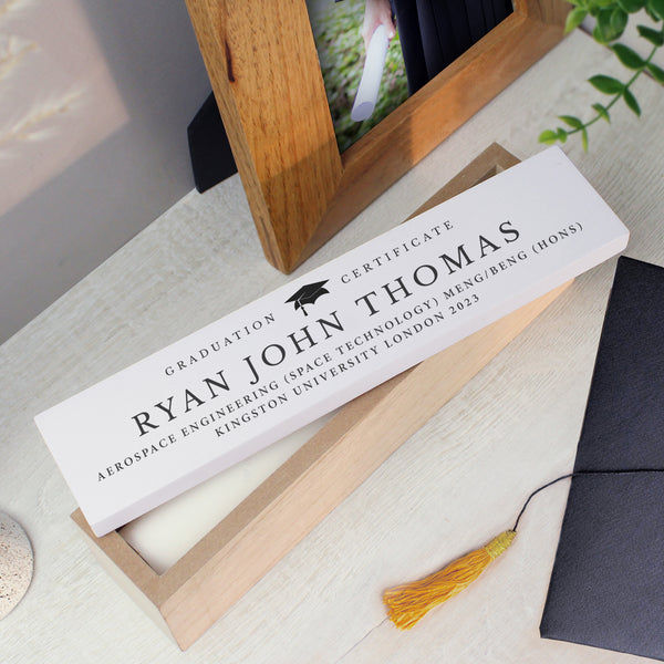 Buy Personalised Graduation Wooden Certificate Holder available now at www.giftsfinder.co.uk