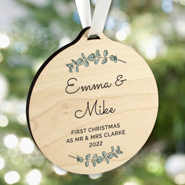 Buy Personalised Botanical Round Wooden Decoration available now at www.giftsfinder.co.uk