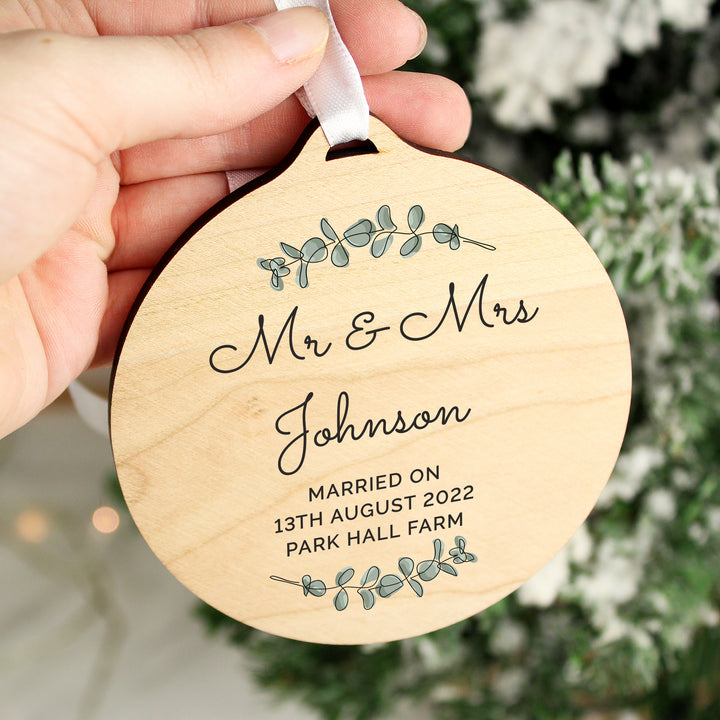 Buy Personalised Botanical Round Wooden Decoration available now at www.giftsfinder.co.uk