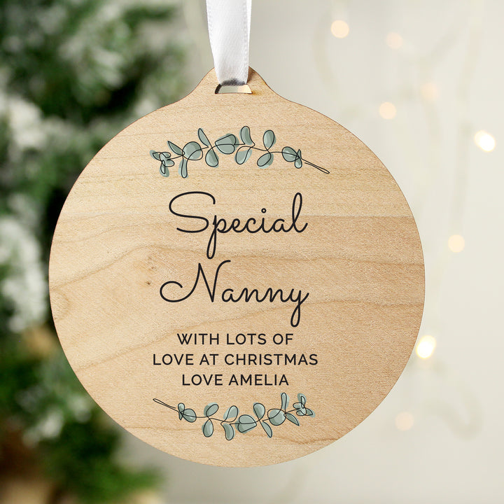 Buy Personalised Botanical Round Wooden Decoration available now at www.giftsfinder.co.uk