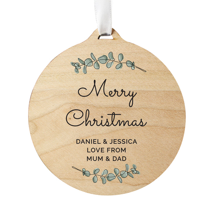 Buy Personalised Botanical Round Wooden Decoration available now at www.giftsfinder.co.uk