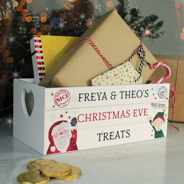 Buy Personalised Christmas White Wooden Crate available now at www.giftsfinder.co.uk