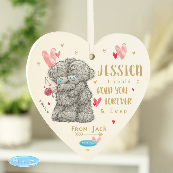 Buy Personalised Me To You Hold You Forever Wooden Heart Decoration available now at www.giftsfinder.co.uk