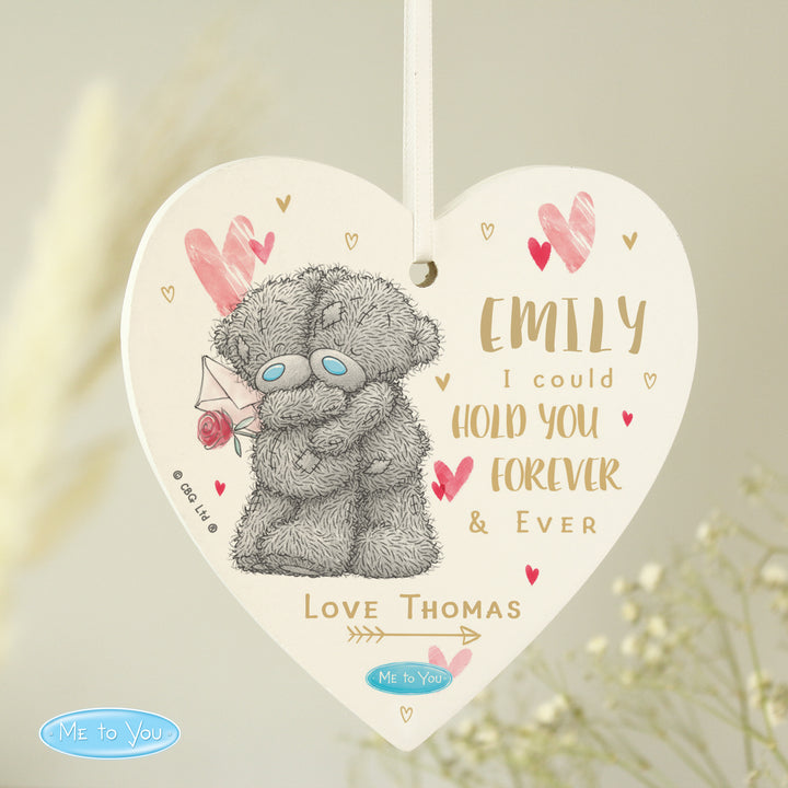 Buy Personalised Me To You Hold You Forever Wooden Heart Decoration available now at www.giftsfinder.co.uk