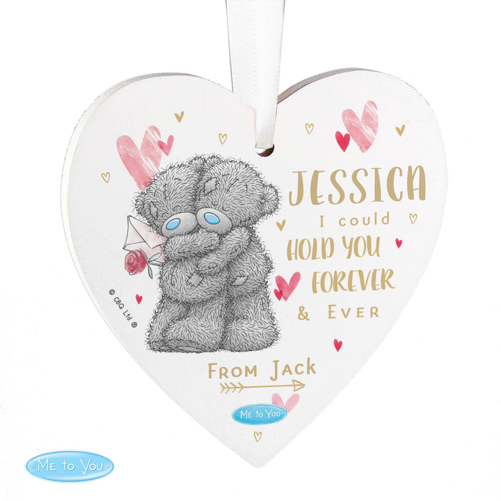 Buy Personalised Me To You Hold You Forever Wooden Heart Decoration available now at www.giftsfinder.co.uk